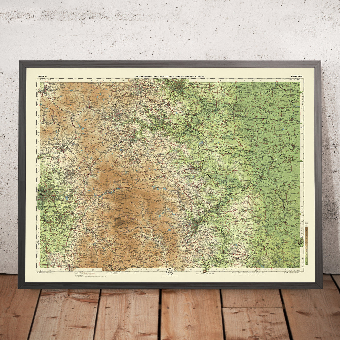 Old OS Map of Sheffield, Yorkshire by Bartholomew, 1901: Peak District, River Don, Leeds, Manchester, Worksop