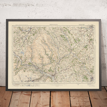 Carte Old Ordnance Survey, feuille 91 - Abergavenny, 1925 : Crickhowell, Hereford, Brynmawr, Monmouth, parc national Bannau Brycheiniog