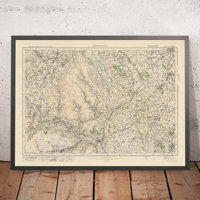 Carte Old Ordnance Survey, feuille 91 - Abergavenny, 1925 : Crickhowell, Hereford, Brynmawr, Monmouth, parc national Bannau Brycheiniog