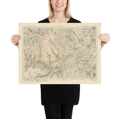 Carte Old Ordnance Survey, feuille 91 - Abergavenny, 1925 : Crickhowell, Hereford, Brynmawr, Monmouth, parc national Bannau Brycheiniog