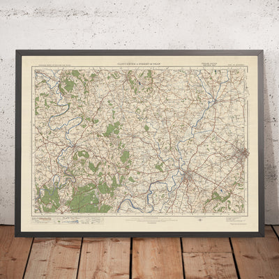 Alte Ordnance Survey-Karte, Blatt 92 - Gloucester & Forest of Dean, 1925: Cheltenham, Ledbury, Ross-on-Wye, Tewkesbury, Wye Valley AONB 