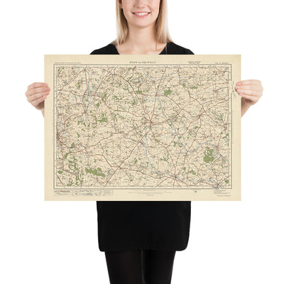 Carte Old Ordnance Survey, feuille 93 - Stow on the Wold, 1925 : Moreton-in-Marsh, Chipping Norton, Bourton-on-the-Water, Witney, Cotswolds AONB
