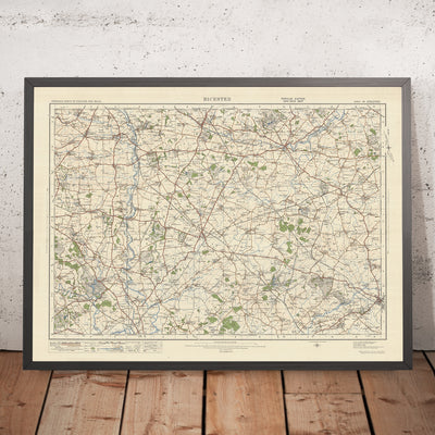 Alte Ordnance Survey-Karte, Blatt 94 - Bicester, 1925: Buckingham, Brackley, Aylesbury, Kidlington, Woodstock 