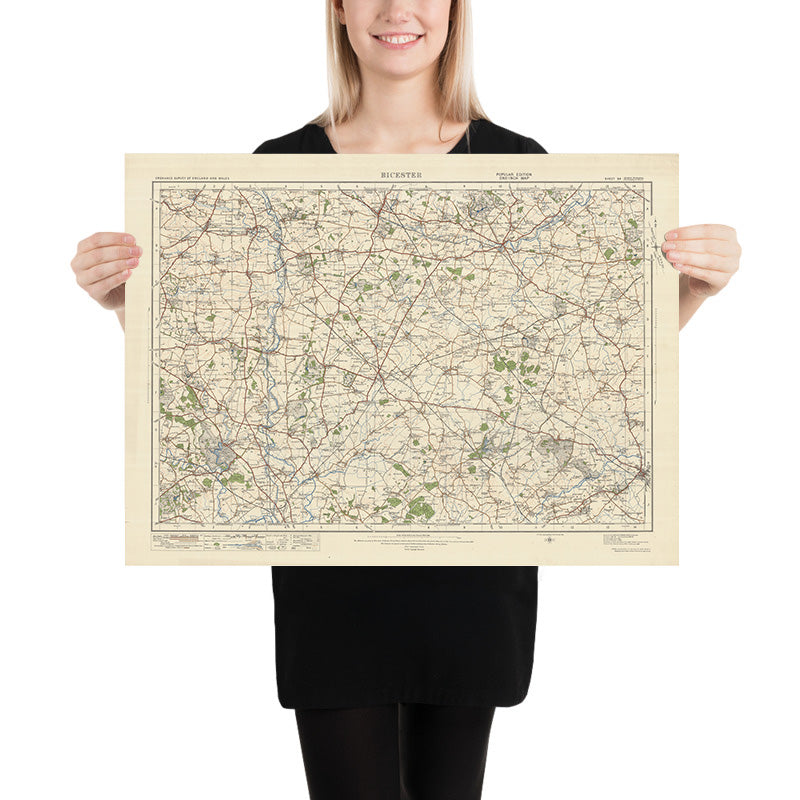 Alte Ordnance Survey-Karte, Blatt 94 - Bicester, 1925: Buckingham, Brackley, Aylesbury, Kidlington, Woodstock 