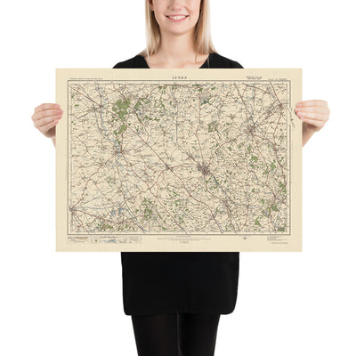 Old Ordnance Survey Map, Sheet 95 - Luton, 1925: Leighton Buzzard, Hitchin, Stevenage, Dunstable, Milton Keynes