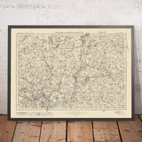 Mapa de Old Ordnance Survey, hoja 96 - Hertford & Bishops Stortford, 1925: Harlow, Saffron Walden, Ware, Hoddesdon y Great Dunmow