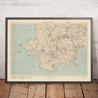 Carte de l'Old Ordnance Survey, feuille 99 - Pembroke & Tenby, 1925 : Neyland, Milford Haven, Haverfordwest, Narberth, parc national de la côte du Pembrokshire