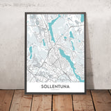 Mapa moderno de la ciudad de Sollentuna, Suecia: Sollentuna, Tureberg, Häggvik, E4, E18