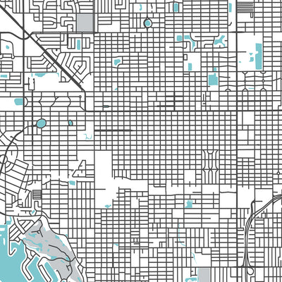 Mapa moderno de la ciudad de San Petersburgo, Florida: Crescent Lake, el centro, el antiguo noreste, Pinellas Point, el muelle