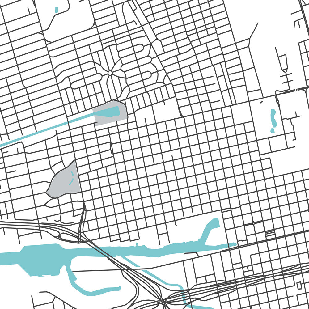 Plan de la ville moderne de Stockton, Californie : centre-ville, Université du Pacifique, Stockton Arena, I-5, SR-99