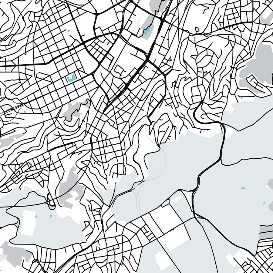 Plan de la ville moderne de Stuttgart, Allemagne : Fernsehturm, musée Mercedes-Benz, musée Porsche, Schloss Solitude, Staatsgalerie
