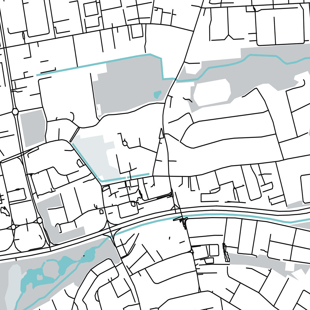 Mapa moderno de la ciudad de Tallaght, Irlanda: estadio de Tallaght, la plaza, hospital de Tallaght, autopista M50, ruta nacional N81
