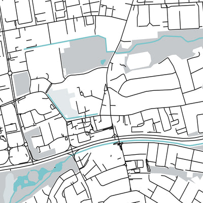 Mapa moderno de la ciudad de Tallaght, Irlanda: estadio de Tallaght, la plaza, hospital de Tallaght, autopista M50, ruta nacional N81