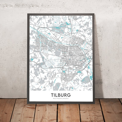 Modern City Map of Tilburg, Netherlands: Tilburg University, De Pont Museum, Natuurmuseum Brabant, TextielMuseum, Paleis-Raadhuis