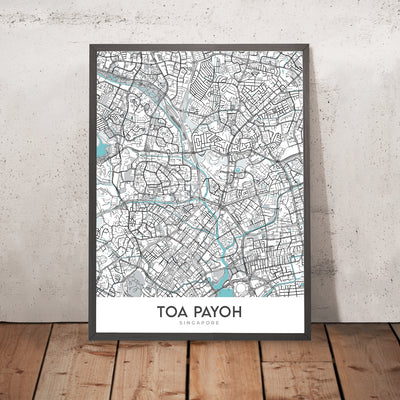 Plan de la ville moderne de Toa Payoh, Singapour : HDB Hub, Toa Payoh Library, Town Park, Lorong 1, CHIJ Primary