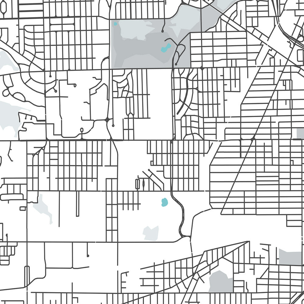 Plan de la ville moderne de Toledo, OH : centre-ville, musée d'art de Toledo, I-75, I-80/90, Université de Toledo