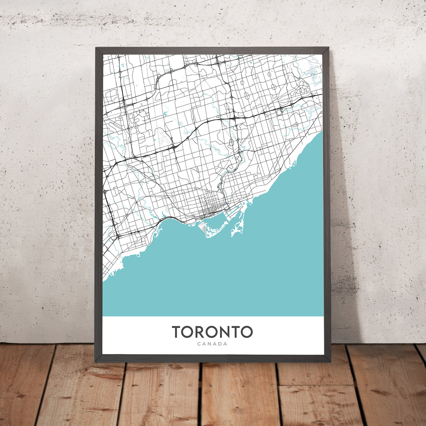 Plan de la ville moderne de Toronto, Canada : Tour CN, centre-ville, marché de Kensington, Musée royal de l'Ontario, îles de Toronto