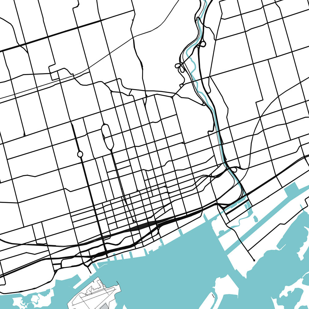 Plan de la ville moderne de Toronto, Canada : Tour CN, centre-ville, marché de Kensington, Musée royal de l'Ontario, îles de Toronto