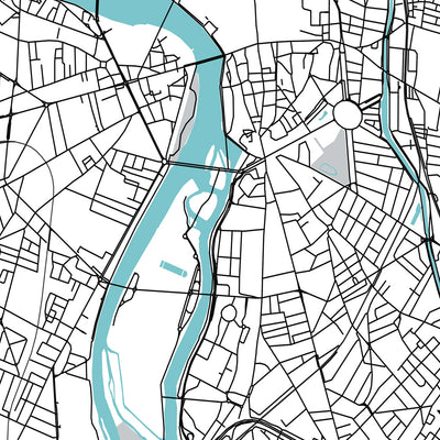 Modern City Map of Toulouse, France: Saint-Sernin, Pont Neuf, Place du Capitole, Canal du Midi, Garonne River