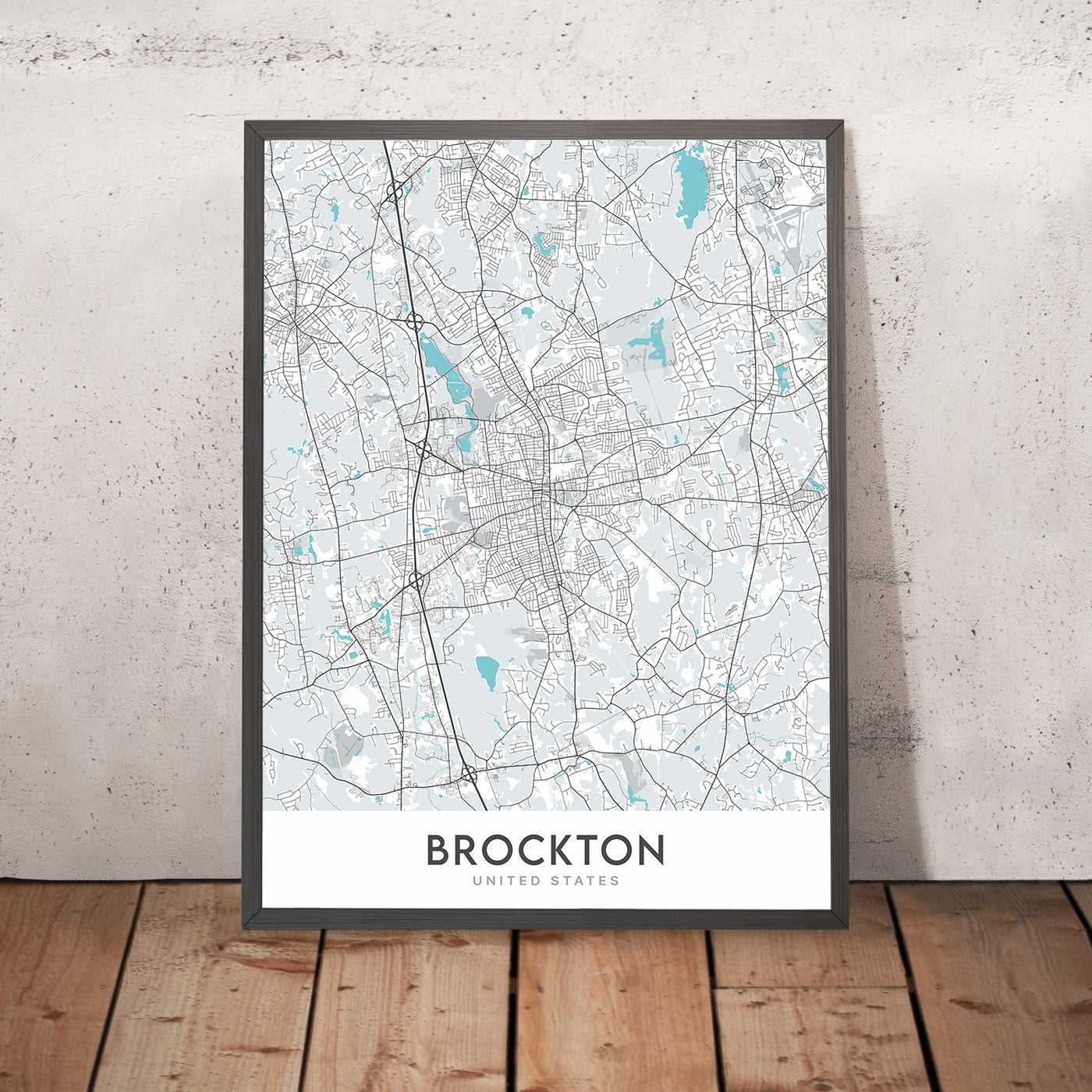 Mapa de la ciudad moderna de Brockton, MA: Estadio Campanelli, Museo Fuller, Colegio Comunitario, Hospital de Brockton, Westgate Mall 