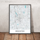 Moderne Stadtkarte von Brockton, MA: Campanelli-Stadion, Fuller-Museum, Community College, Brockton Krankenhaus, Westgate Mall 