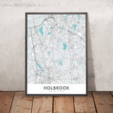 Plan de la ville moderne de Holbrook, MA : société historique et musée de Holbrook, forêt de la ville de Holbrook, tourbière de Holbrook, route 139, route 24
