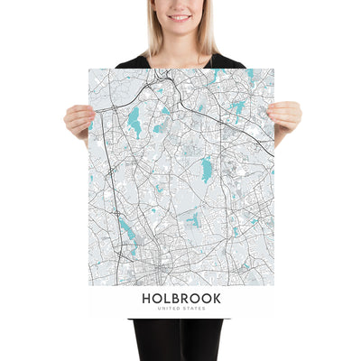 Modern City Map of Holbrook, MA: Holbrook Historical Society and Museum, Holbrook Town Forest, Holbrook Bog, Route 139, Route 24