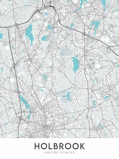 Modern City Map of Holbrook, MA: Holbrook Historical Society and Museum, Holbrook Town Forest, Holbrook Bog, Route 139, Route 24
