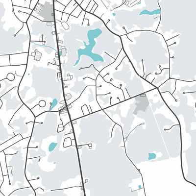 Mapa de la ciudad moderna de Bridgewater, MA: Universidad Estatal, Plaza de Bridgewater, Sociedad Histórica, Antiguo Ayuntamiento, Primera Iglesia Congregacional 