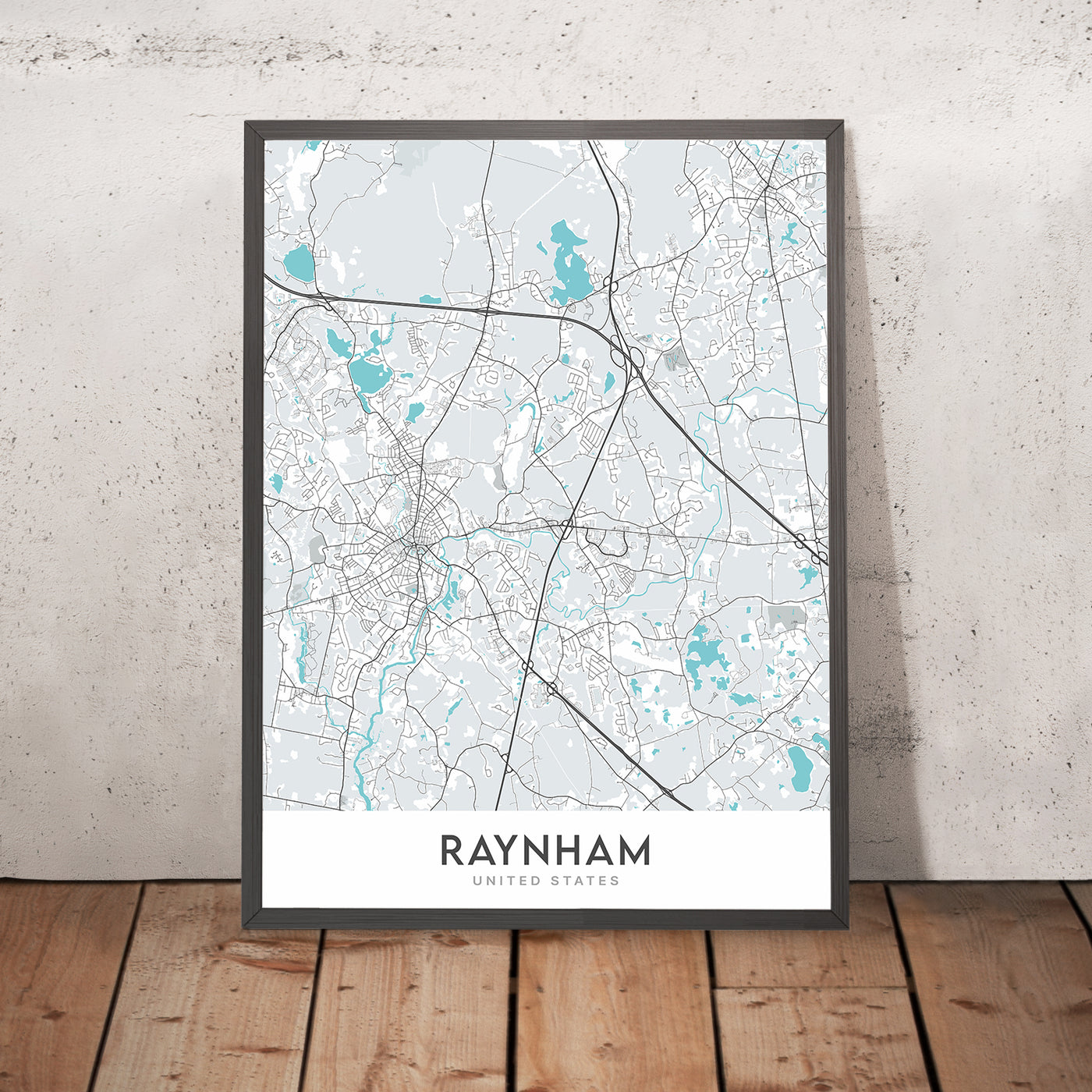 Mapa moderno de la ciudad de Raynham, MA: Raynham Center, Raynham Hall, Raynham Park, Ruta 138, Ruta 24