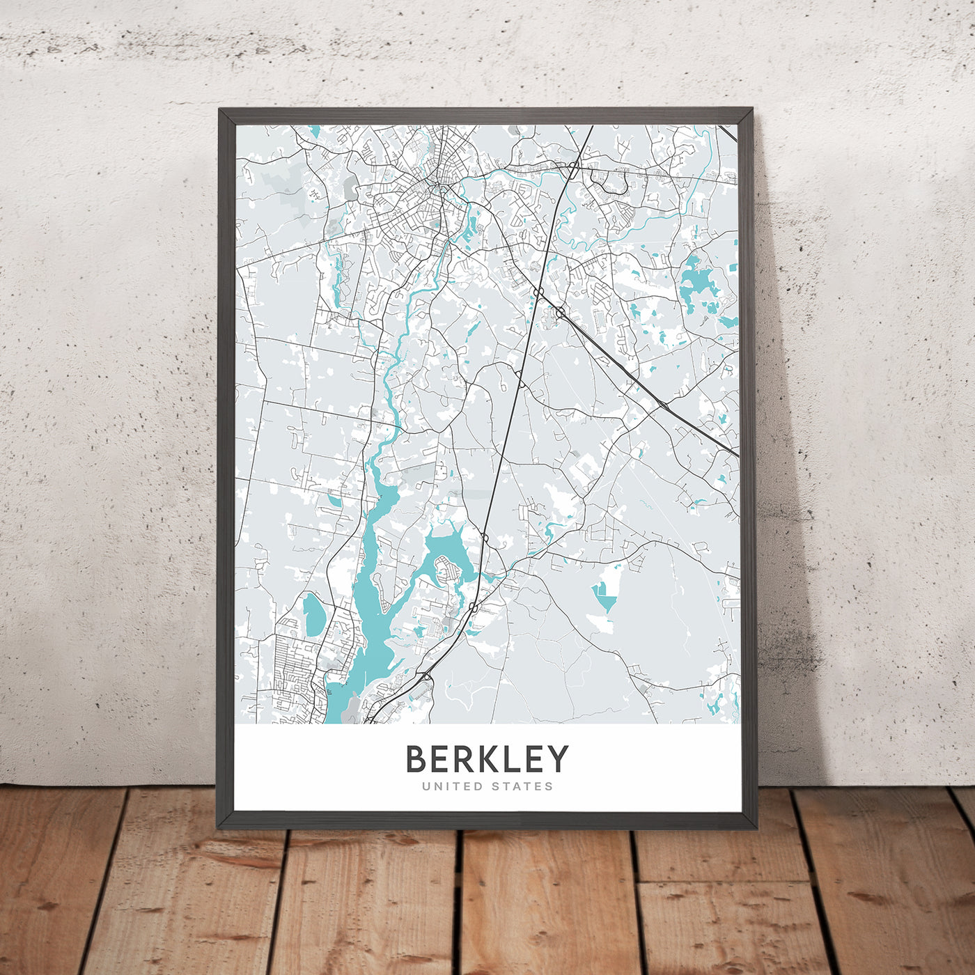 Mapa moderno de la ciudad de Berkley, MA: Berkley Common, Parque Estatal Dighton Rock, Río Taunton, Río Assonet, Área de Conservación Myricks