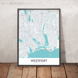 Moderne Stadtkarte von Westport, Massachusetts: Horseneck Beach, Westport Town Hall, Westport Public Library, Westport Historical Society, The Point 