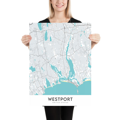 Modern City Map of Westport, Massachusetts: Horseneck Beach, Westport Town Hall, Westport Public Library, Westport Historical Society, The Point