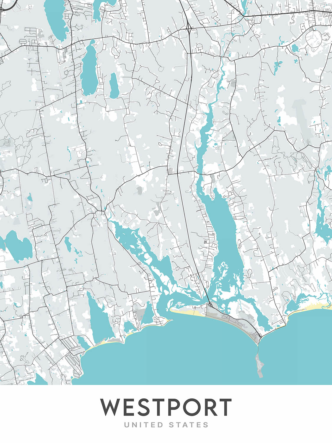 Modern City Map of Westport, Massachusetts: Horseneck Beach, Westport Town Hall, Westport Public Library, Westport Historical Society, The Point