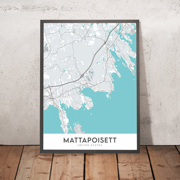 Mappa della città moderna di Mattapoisett, MA: Centro, Neck, Nord Mattapoisett, Municipio, Biblioteca pubblica gratuita di Mattapoisett 