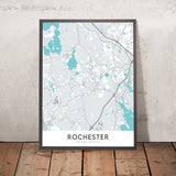 Moderne Stadtkarte von Rochester, MA: Rathaus von Rochester, Memorial School von Rochester, Öffentliche Bibliothek von Rochester, Route 28, Route 105 