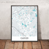 Mappa della città moderna di Carver, MA: Carver Center, Municipio di Carver, MA-58, MA-36, County Road 