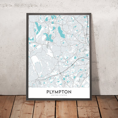 Mapa moderno de la ciudad de Plympton, MA: Ayuntamiento de Plympton, Biblioteca pública de Plympton, Escuela secundaria de Plympton, MA-106, US-44