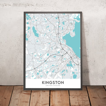 Mapa de la ciudad moderna de Kingston, MA: Colección Kingston, Silver Lake, Jones River, MA-3A, US-44