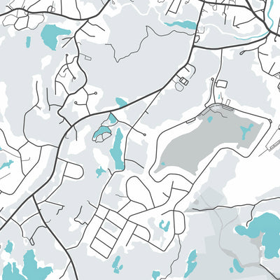 Mapa de la ciudad moderna de Kingston, MA: Colección Kingston, Silver Lake, Jones River, MA-3A, US-44