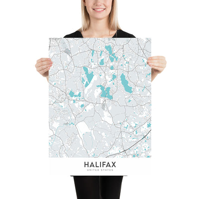 Plan de la ville moderne d'Halifax, MA : lieu historique national de la Citadelle d'Halifax, parc Point Pleasant, Peggy's Cove, horloge de la vieille ville, Province House