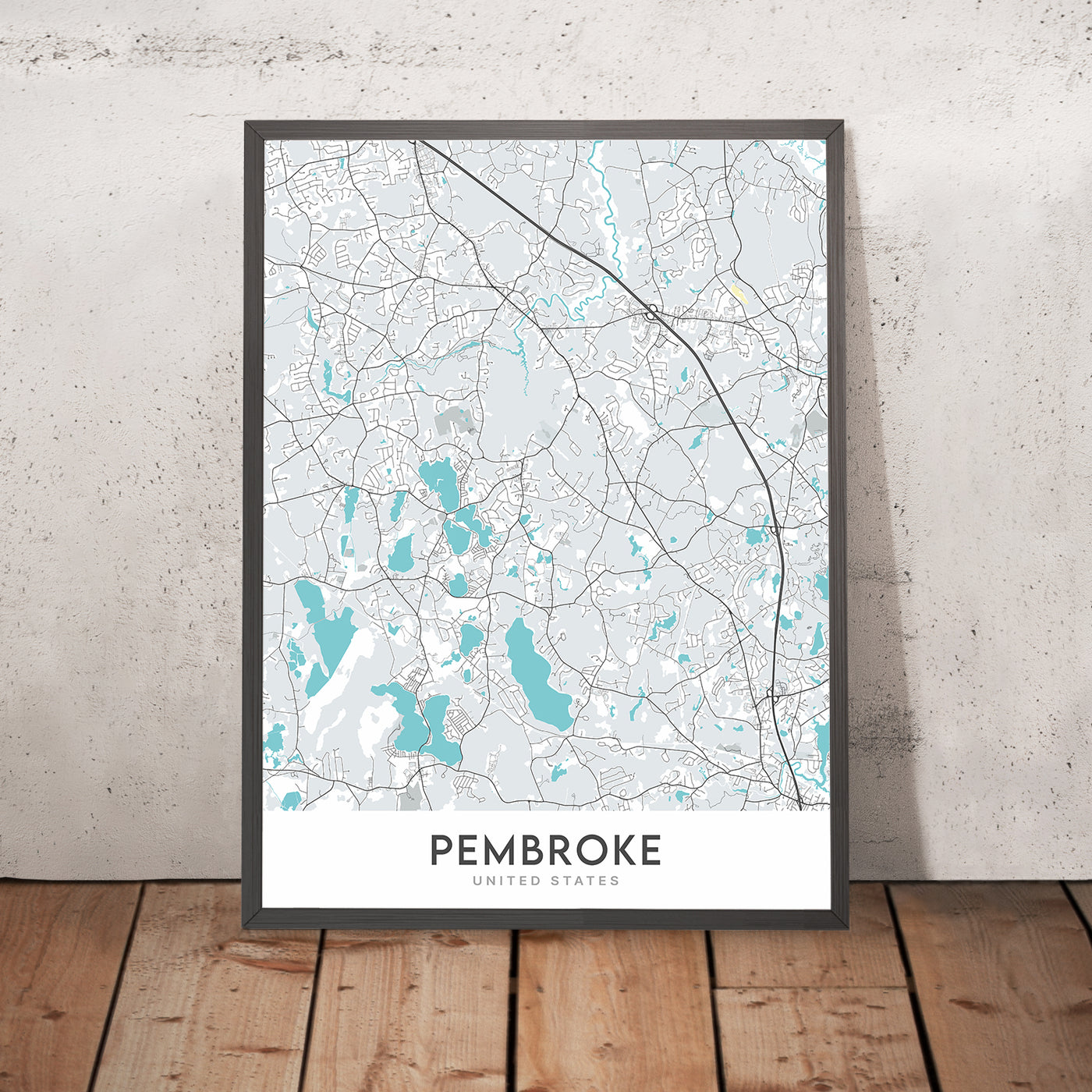 Moderne Stadtkarte von Pembroke, MA: Pembroke Center, Bryantville, North Pembroke, West Pembroke, Pembroke Pines 