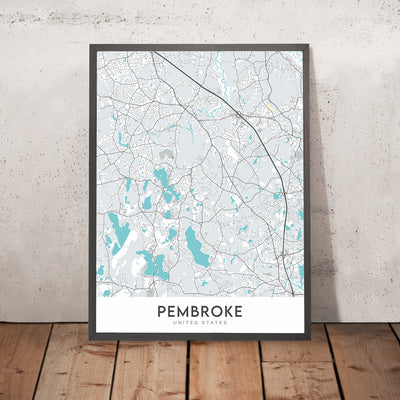 Moderne Stadtkarte von Pembroke, MA: Pembroke Center, Bryantville, North Pembroke, West Pembroke, Pembroke Pines 