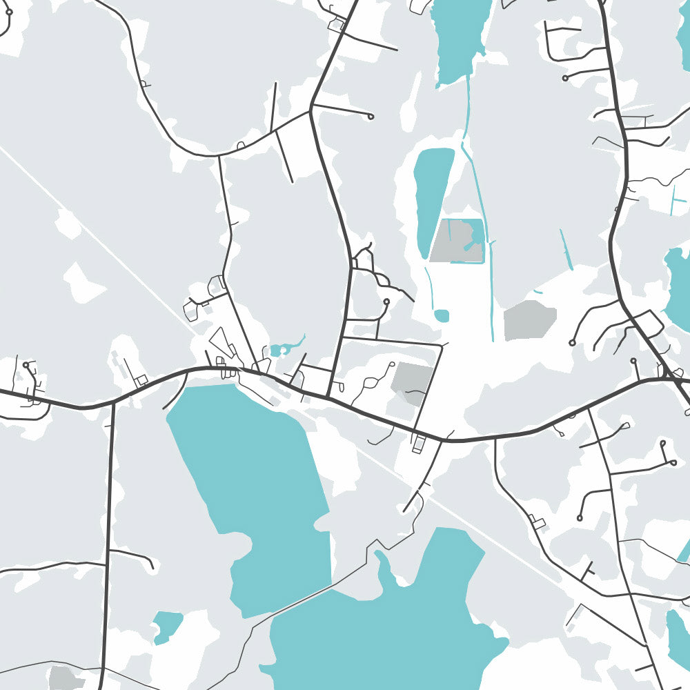 Plan de la ville moderne de Hanson, MA : Hanson Center, rivière Indian Head, lac Wampatuck, MA-27, MA-58