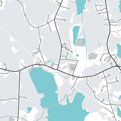 Plan de la ville moderne de Hanson, MA : Hanson Center, rivière Indian Head, lac Wampatuck, MA-27, MA-58