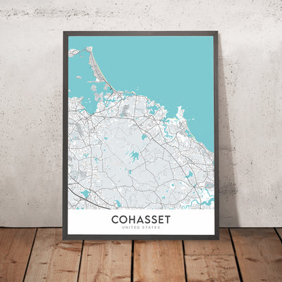 Moderne Stadtkarte von Cohasset, MA: Cohasset Village, Sandy Cove, Jerusalem Road, King Street, North Main Street 
