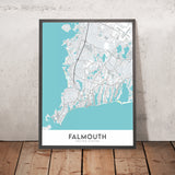 Mapa de la ciudad moderna de Falmouth, MA: Puerto de Falmouth, Punto Nobska, Institución Oceanográfica, Laboratorio Marino, Alturas de Falmouth 