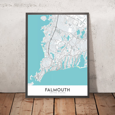 Modern City Map of Falmouth, MA: Falmouth Harbor, Nobska Point, Oceanographic Institution, Marine Laboratory, Falmouth Heights