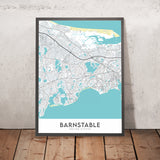 Mapa moderno de la ciudad de Barnstable, MA: Barnstable Village, Hyannis, Sandy Neck Beach, Ruta 6, Ruta 28