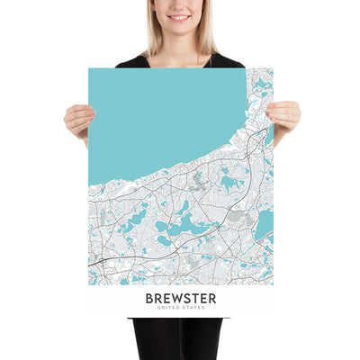 Plan de la ville moderne de Brewster, MA : Cape Cod National Seashore, Nickerson State Park, Route 6A, Route 28, Scargo Lake